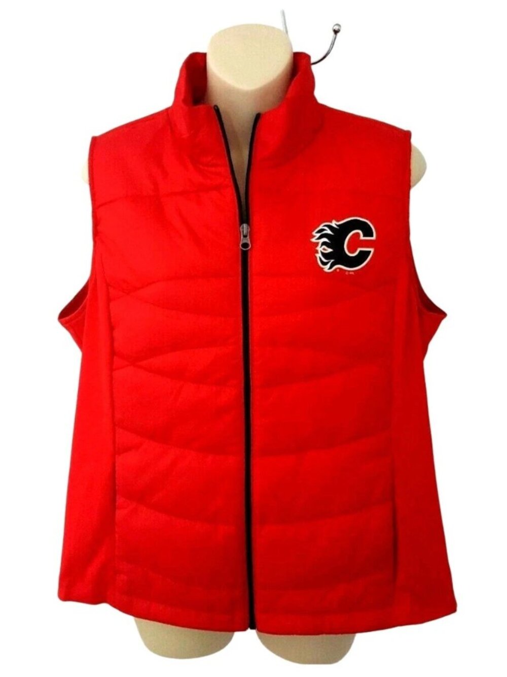 Calgary Flames Womens Jacket Size Large Puffer Vest Stretch Sides G-III Coat